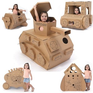 车模玩具屋新款硬卡纸纸箱房子改造小女孩瓦楞纸涂色纸板造型景观