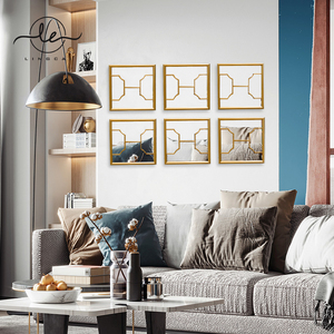 领彩新中式墙面装饰镜子欧式铁艺壁挂客厅沙发背景墙创意家居挂件