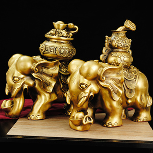 纯铜大象对象摆件家居办公室礼品福禄对象如意元宝大象富贵平安象