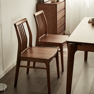 全实木胡桃木餐椅北欧休闲椅现代原木餐桌书桌椅榫卯靠背家用椅子