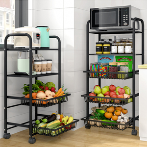 抽拉式厨房蔬菜置物架落地多层多功能家用菜篮子地面收纳放菜架子
