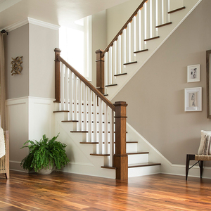 上海全屋定制实木欧式扶手踏步板红橡木家用别墅楼梯整体定制c02