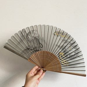 出口日本原单尾单日式和风扇子真丝手绘7寸中国风可配汉服浴衣
