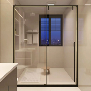 一字型淋浴房移门浴室干湿分离隔断玻璃门可定制极简移动推拉门