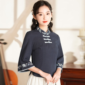 民国学生装复古中国风女装五四青年装班服合唱演出服改良旗袍套装