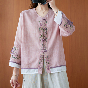 唐装上衣女对襟白色