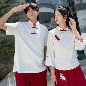 民国风情侣装男女汉服中国风改良唐装拍照服装夏季班服古风演出服