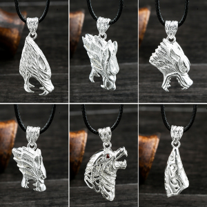 0010人付款淘宝银包狼牙吊坠套藏獒牙项链纯银饰品包银狗牙镶藏银牙尖