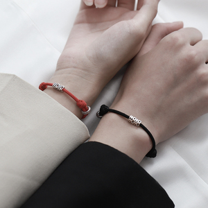 925银情侣手链女一对情侣款手绳编织小众设计感礼物好物送男朋友