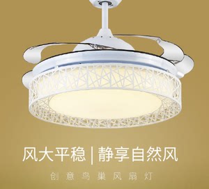 餐厅吊扇灯吸顶饭厅电风扇灯扇客厅加带吊灯连吊顶一体电扇灯白色