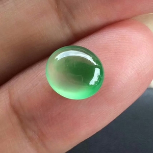 迈绿玻璃冰种翡翠小蛋面缅甸a货未镶嵌水润通透戒面0620a(结缘)