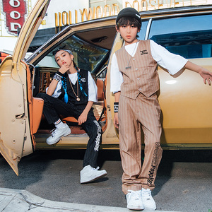 少儿popping儿童街舞服机械舞锁舞locking夏季西装短袖表演出服潮