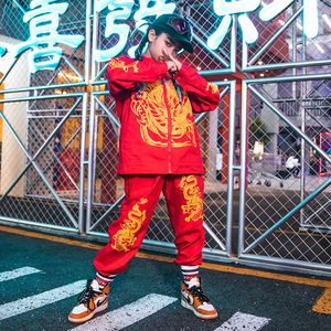 街舞儿童潮服套装男孩童街舞嘻哈中国风衣服潮装演出服hiphop元旦