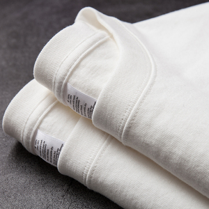 奶白色 香草白 210g重磅t恤精梳棉宽松通勤纯色短袖男女情侣装夏