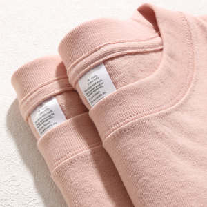 250g重磅纯棉淡粉色圆领t恤女 美式纯色透气宽松大码短袖基础款夏