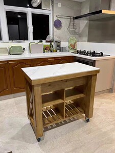 厨房中岛台料理台可移动多功能切菜台吧台家用开放式大理石餐边柜