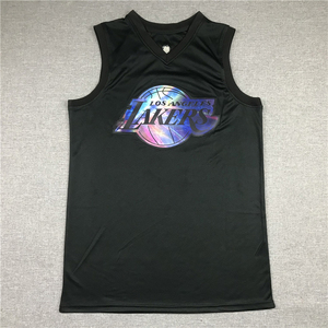 2021新款湖人队lakers詹姆斯23号科比24号黑色球衣彩虹镭射篮球服