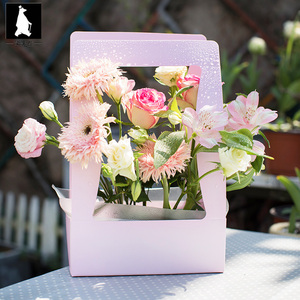 熊先生防水手提花篮纸盒韩式手提花盒鲜花包装材料礼盒花店用品