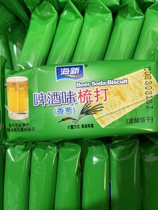 海新啤酒味梳打饼 苏打饼 咸苏打饼干   绿色包装香葱味办公零食