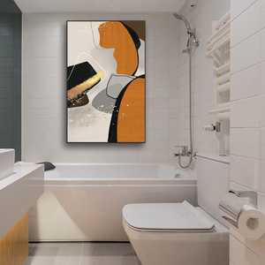 卫生间橙色装饰画防水壁画抽象简约洗手间厕所墙壁画酒店浴室挂画
