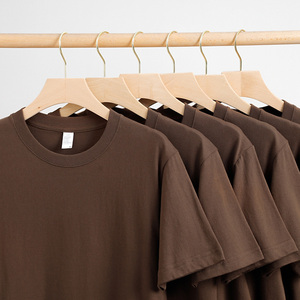 diy纯棉短袖定制印logo字工作衣服装广告文化衫咖啡巧克力棕色t恤