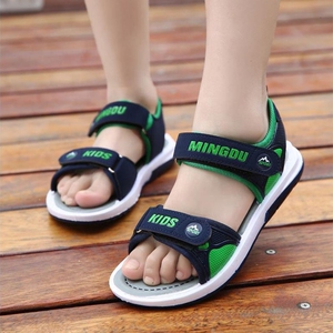 支持鸿星尔克2021夏季男大童凉鞋儿童男孩中小学生沙滩鞋软底凉鞋