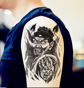 防水纹身贴 钟馗捉鬼刺青贴 鬼头 另类纹身贴纸男女刺青花臂定做