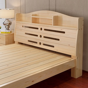 实木松木床1.5米双人床1.8m现代简约带书架床简易租房储物床床架