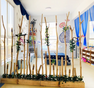 天然原木树枝装饰儿童DIY材料创意屏风隔断纯手工衣帽架木棍挂饰