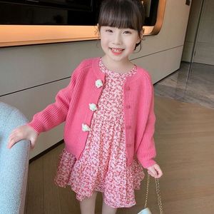 巴拉巴柆韩系女童秋装两件套洋气碎花连衣裙套装春秋新款女孩针织