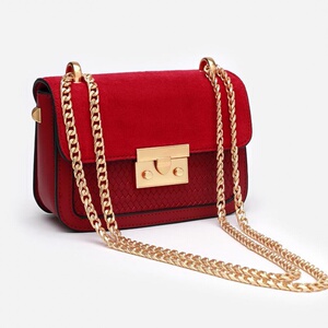 新加坡小ck编织包迷你链条时尚格纹小方包红色女包手提单肩斜挎包