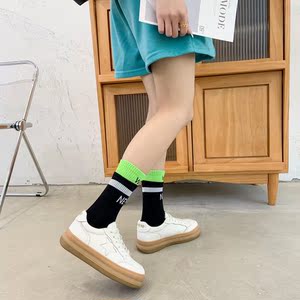 3c多蕾妮韩版星星小白鞋女2022春新拼色厚底板女ins休闲鞋161201