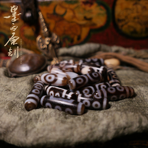 「墨白」天级西藏天珠老勒子吊坠玛瑙金刚星月菩提配饰福利款