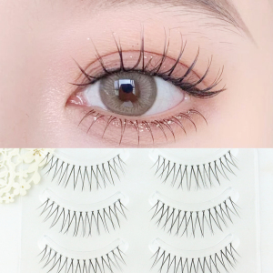 菠萝妹v型女团假睫毛自然女透明梗整条交叉xm04根根分明上镜5对装