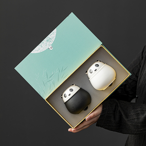 熊猫茶叶罐单双罐礼盒密封陶瓷储物罐子旅行可爱伴手礼可定制logo