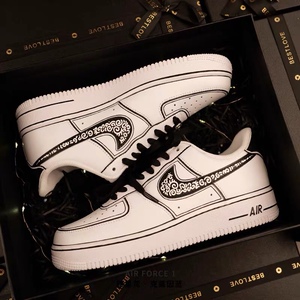 nike耐克板鞋空军一号af1国潮 中国风黑白低帮情侣鞋男女