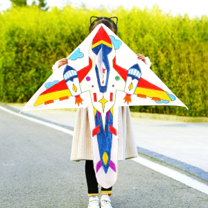 小飞机风筝儿童手工制作diy材料包微风易飞绘画涂鸦卡通创意潍坊