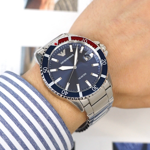 正品armani 阿玛尼手表男ar11339 蓝水鬼夜光石英防水腕表ar11338