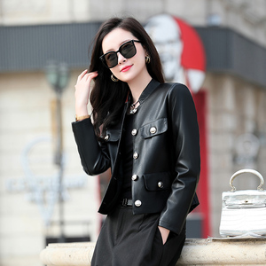 皮衣外套女短款修身显瘦小个子上衣2022春秋洋气pu皮夹克百搭减龄