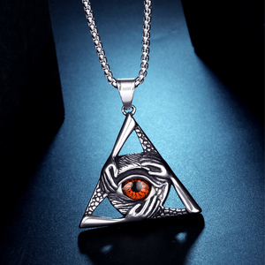 霸气恶魔之眼项链男士钛钢吊坠个性潮男嘻哈挂件毛衣链装饰品配饰