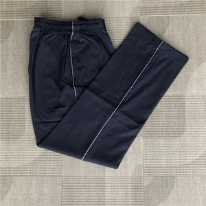 春秋款涤纶加网藏蓝白边中学生校服裤子初高中男士运动长裤校裤女