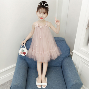 女童夏装连衣裙2024新款韩版七八岁宝宝吊带裙洋气儿童网纱公主裙