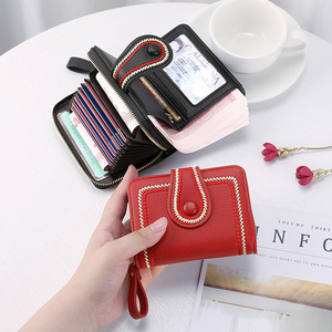 短款折叠钱包女式搭扣钱包卡包一体本纯色精致高档驾照多功能卡包