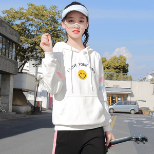 女初中学生春季长袖上衣宽松百搭大童13岁15女孩春装打底卫衣可爱