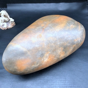 新疆克拉玛依乌尔禾戈壁籽料辉煌乌鸦皮金丝玉天然原石大块摆件-1