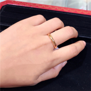 法国代购 cartier/卡地亚 1895素圈戒指 18k金镶钻 婚戒 情侣对戒