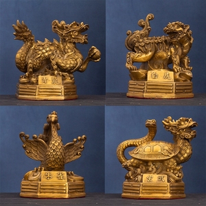 铜器四神兽玄武摆件老铜老包浆四方圣兽龟蛇玄关风水摆件3人付款25