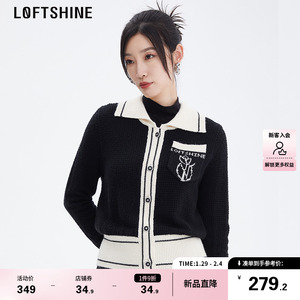 LOFTSHINE珞炫针织开衫外套女2022冬季新款小香风Polo杉72508615