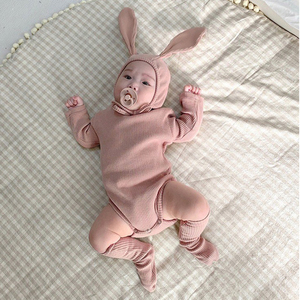 婴儿秋装薄款可爱兔耳朵包屁衣男女宝宝长袖哈衣三角爬服连体衣服