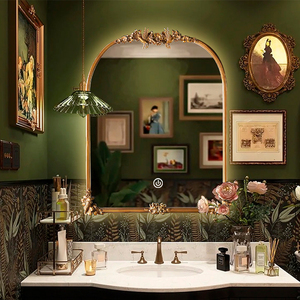法式复古浴室镜美式卫生间洗面台镜欧式智能梳妆装饰卫浴化妆镜